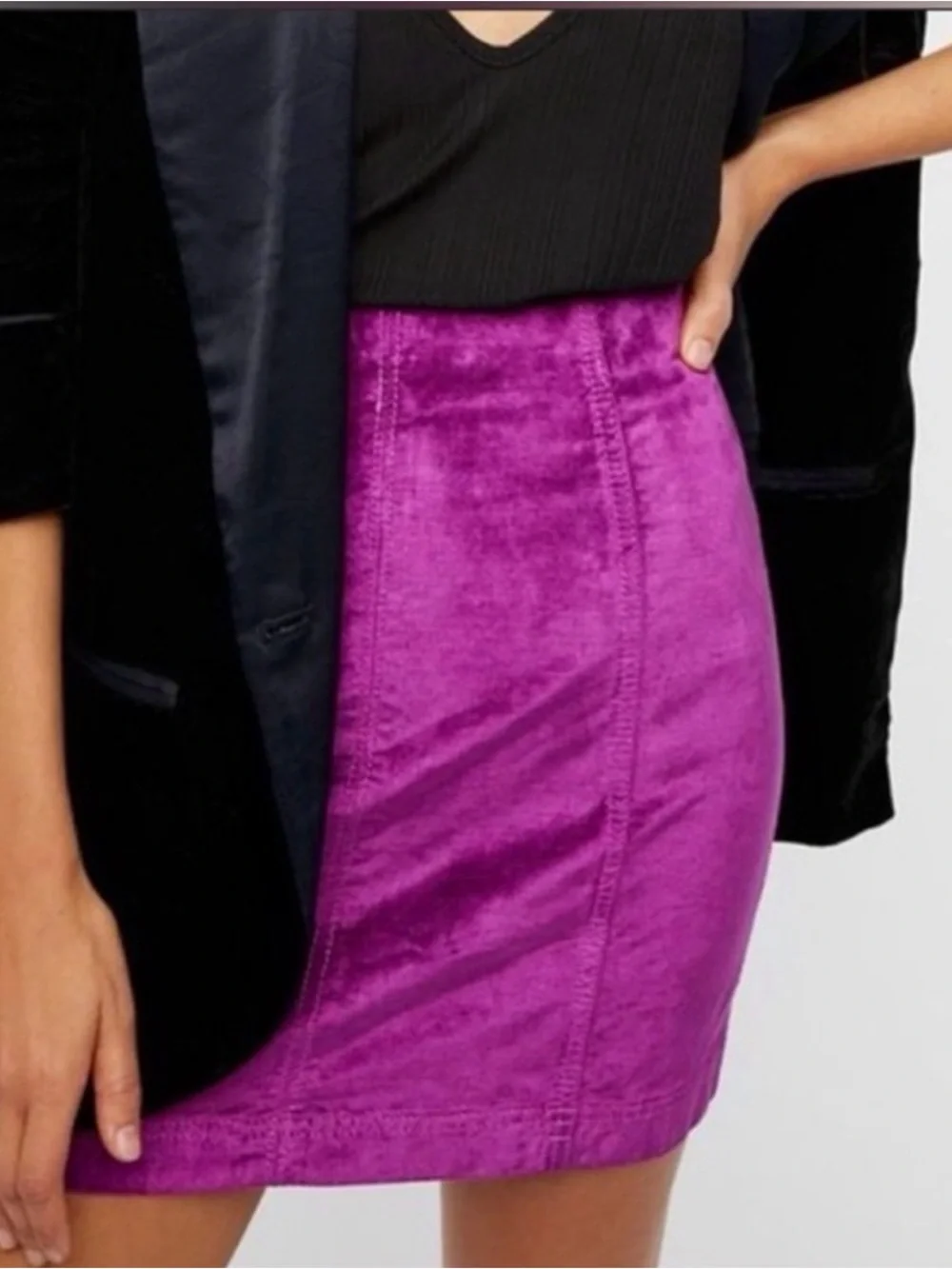 Free People Modern Femme Velvet Mini Skirt Raspberry Size 6
